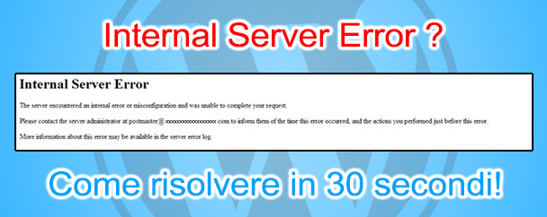 Internal server error aggiornamento WordPress Aruba